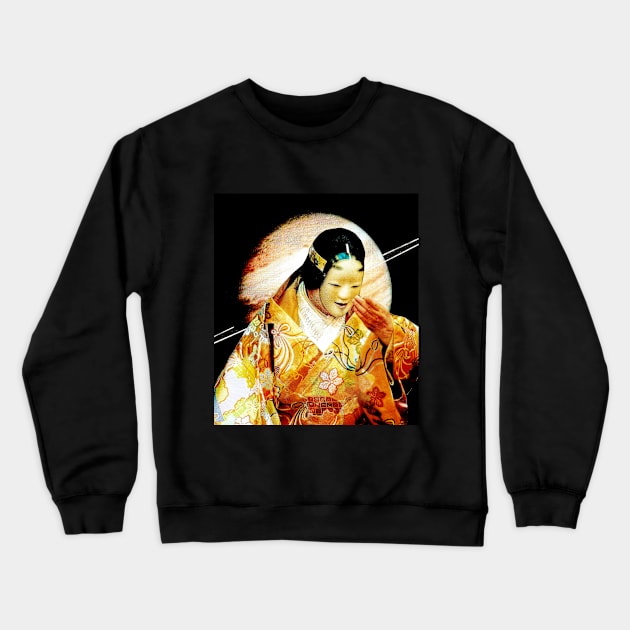 Japan Noh Mask Oni Kabuki Kimono Saturn Planet Crewneck Sweatshirt by seruniartworks